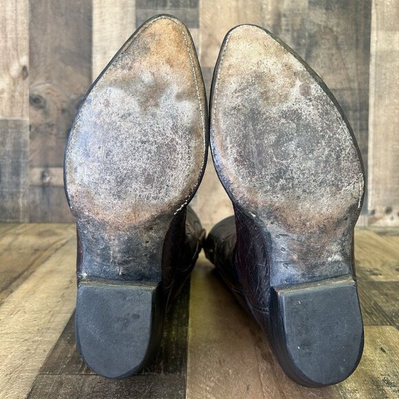 Lucchese Classics L695524 Black Cherry Smooth Ostrich Cowboy Boots Mens 11 D - Picture 2 of 12